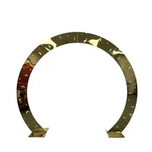 Load image into Gallery viewer, Silver round wedding arch backdrop with celestial star moon design for events