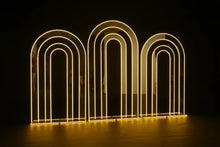 Load image into Gallery viewer, Gold metal wedding arch backdrop 79x63 inches for ceremony and events lighting