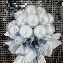 Load image into Gallery viewer, Elegant silver balloon stand bouquet wedding centerpiece with metallic disco ball design