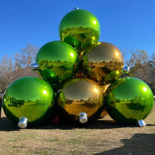 Load image into Gallery viewer, Green inflatable chrome mirror ball Christmas ornament with metallic reflective finish for holiday displays