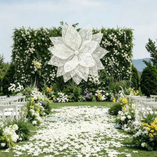 Load image into Gallery viewer, oversized white flower backdrop outdoor wedding design idea