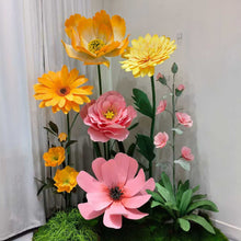 Load image into Gallery viewer, Giant EVA paper flower backdrop with 20-28 inch blooms for spring wedding and event decor