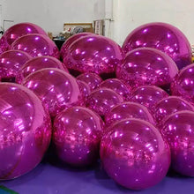 Load image into Gallery viewer, 5ft hot pink chrome mirror ball for pool parties, summer events and outdoor celebrations