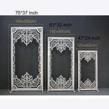 Load image into Gallery viewer, Premium white metal wedding backdrop frame with decorative scrollwork for ceremony displays