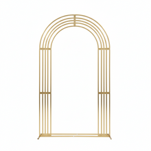 Load image into Gallery viewer, Freestanding gold wedding arch with sturdy base for indoor and outdoor ceremonies