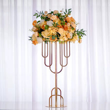 Load image into Gallery viewer, Elegant gold metal flower stand centerpiece pack of 2 for wedding events and party table decor