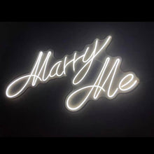 Load image into Gallery viewer, Marry Me LED neon sign in customizable colors on transparent acrylic for proposal decorations