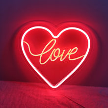 Load image into Gallery viewer, Red heart shaped love LED neon sign Valentine's Day gift for bedroom wall decor
