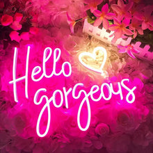 Load image into Gallery viewer, Hello Gorgeous LED neon sign wall decor in multiple color options