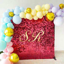 Load image into Gallery viewer, Red sequin shimmer wall backdrop panels for Valentine's Day party decorations