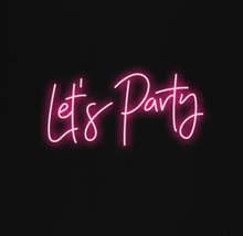 Load image into Gallery viewer, Let's Party LED neon sign in hot pink - customizable party decoration with multiple color options