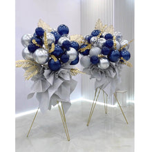 Load image into Gallery viewer, DIY silver blue balloon stand bouquet kit for retirement and birthday party decorations