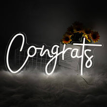 Load image into Gallery viewer, Congrats LED neon sign - premium party decoration for birthdays and celebrations