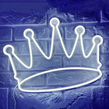 Load image into Gallery viewer, White crown LED neon sign on transparent acrylic - elegant party home decor