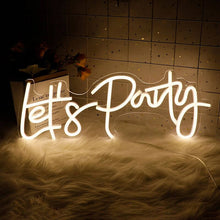 Load image into Gallery viewer, Let's Party LED neon sign party decoration - easy to install wall-mounted event lighting