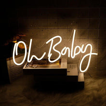 Load image into Gallery viewer, Oh Baby neon light sign for bridal shower - elegant gender reveal decoration
