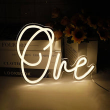 Load image into Gallery viewer, Customizable ONE LED neon sign for kids first birthday party - multiple colors available