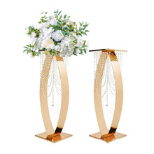 Load image into Gallery viewer, Gold metal table centerpiece stand 31 inches tall for wedding decoration
