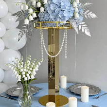 Load image into Gallery viewer, gold table centerpiece with flowers 

