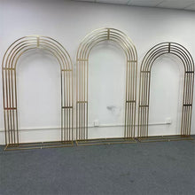 Load image into Gallery viewer, Premium gold metal arch backdrop frame for weddings and special events
