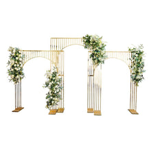 Load image into Gallery viewer, gold metal arch backdrop for summer weddings
