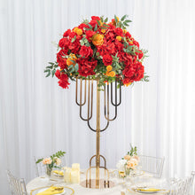 Load image into Gallery viewer, Elegant gold metal flower stand centerpiece for wedding events and party table decor
