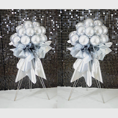 silver balloon stand bouquets for party planners