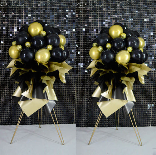 black balloon stand bouquet decor