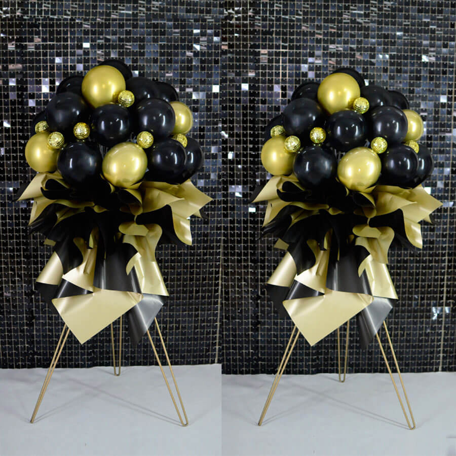 black balloon stand bouquet decor