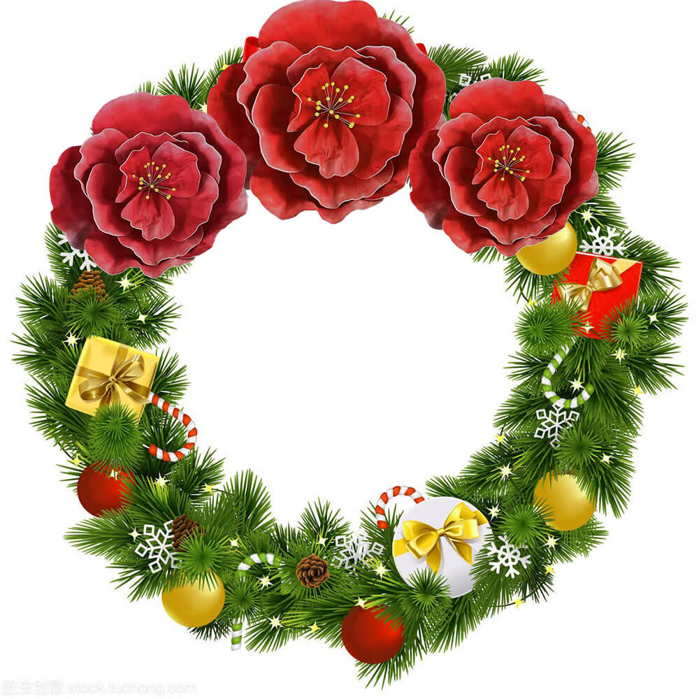 3pcs Handmade giant flowers for large Christmas wreath