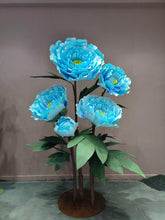 Load image into Gallery viewer, blue giant flower arrangement event decor 
