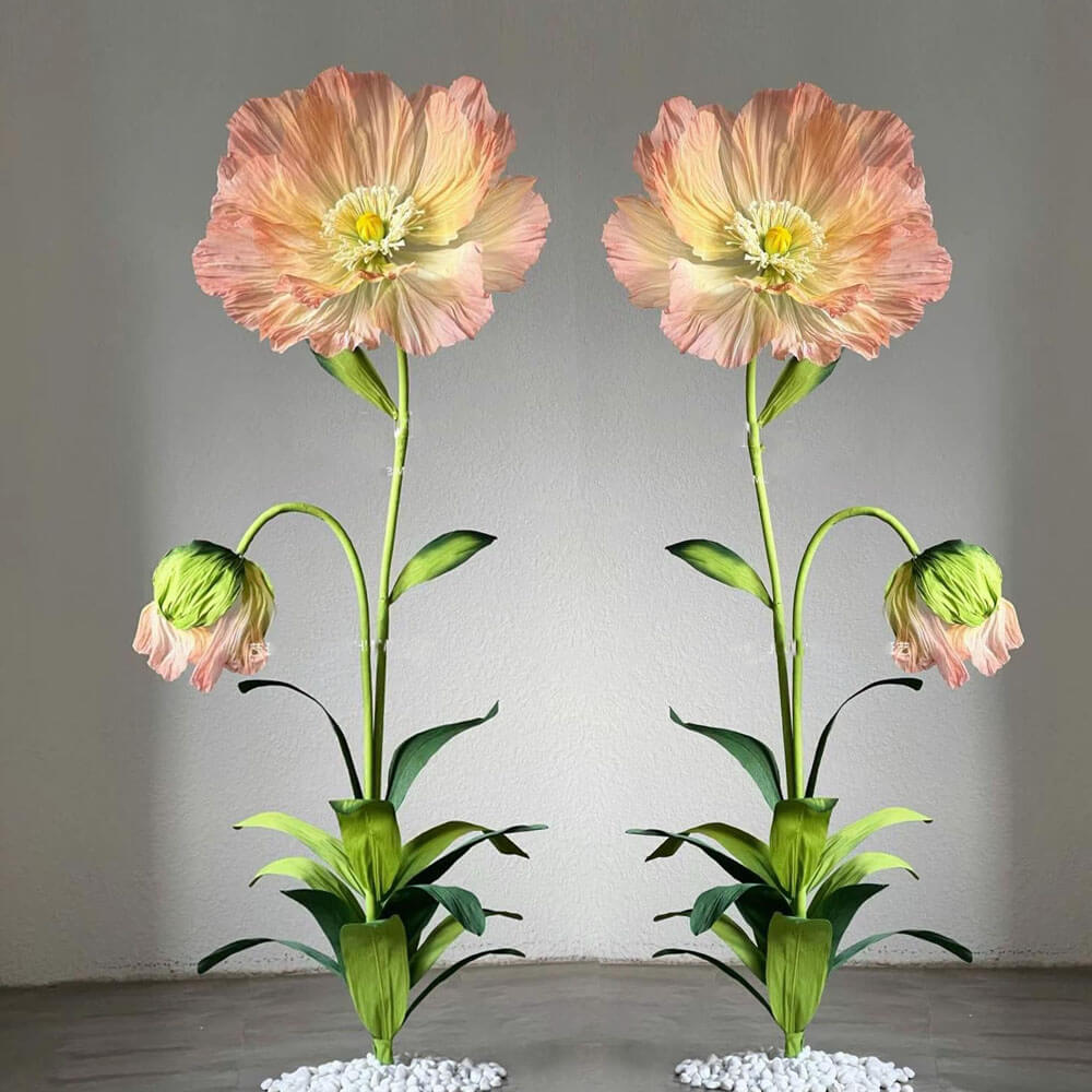 Giant flowers free standing poppy decoration