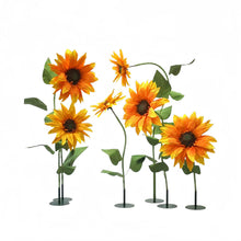 Load image into Gallery viewer, Giant paper sunflowers 20-28 inch event backdrop with adjustable stems for wedding and party decor
