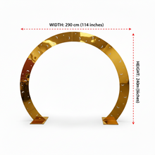Load image into Gallery viewer, Gold circular wedding arch with star moon details for elegant event decor
