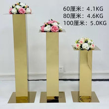 Load image into Gallery viewer, Gold metal flower centerpiece stand - 31.4 inch tall wedding table decoration with modern design
