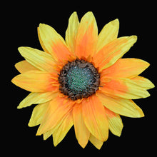 Load image into Gallery viewer, Large paper sunflower window display - reusable event decoration for retail and party venues
