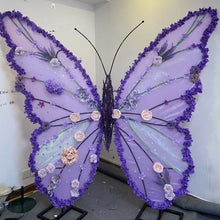 Load image into Gallery viewer, purple flower butterfly backdrop decorations 
