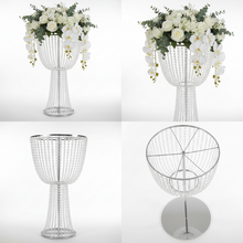 Load image into Gallery viewer, Premium silver metal geometric flower stand centerpiece, 4-pack for wedding receptions and special events
