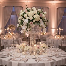 Load image into Gallery viewer, Silver metal flower stand wedding centerpiece with modern geometric design, 4 pieces for event decoration
