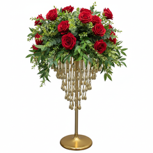 Load image into Gallery viewer, Table centerpiece with red flowers for summer wedding events
