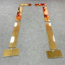 Load image into Gallery viewer, Wedding arch decor setup - elegant stainless steel backdrop stand with floral arrangements
