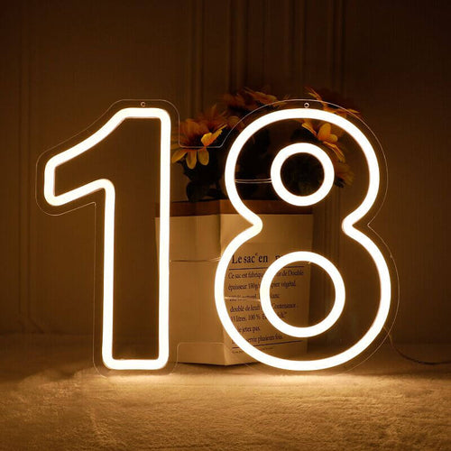 Acrylic Number 18 LED sign for Sweet 18 parties