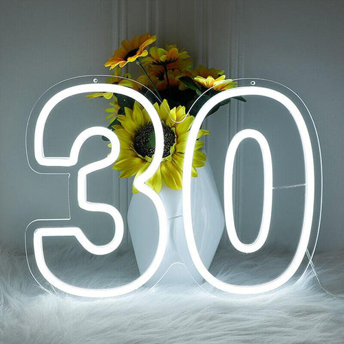 number 30 led neon sign for birthday party