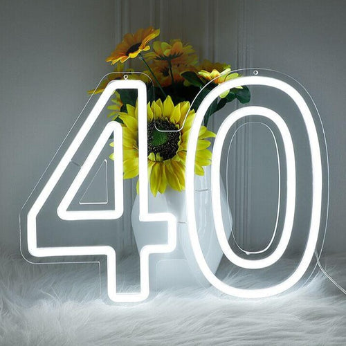 number 40 led neon signs for birthday 