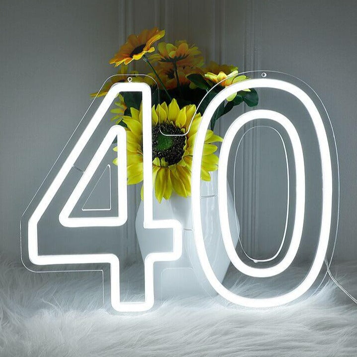number 40 led neon signs for birthday 