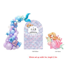 Load image into Gallery viewer, Party backdrop cutout for mermaid theme birthday party
