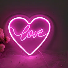 Load image into Gallery viewer, Heart shaped love LED neon sign in cool white for Valentine's Day home decor and romantic ambiance
