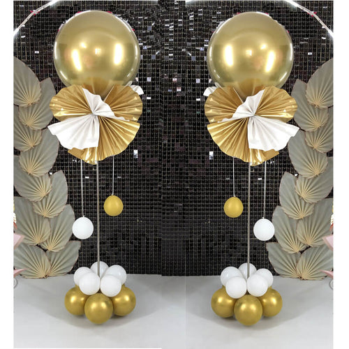Golden balloon column kits for 50th birthday party