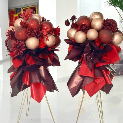 Red balloon stand bouquet for 30th birthday party