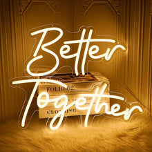 Load image into Gallery viewer, Better Together white LED neon sign wedding decor customizable acrylic backdrop
